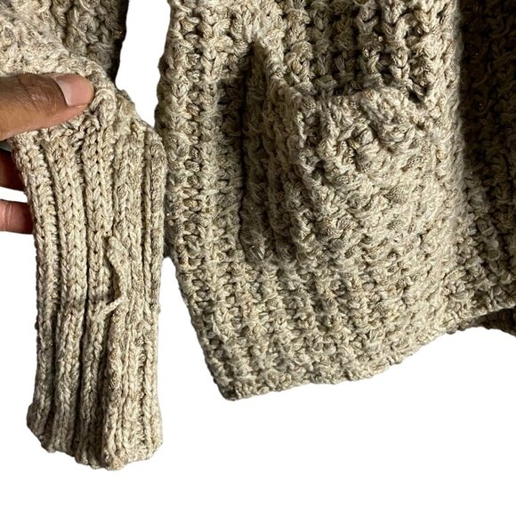 Temperance Women's Tan Metallic Chunky Knit Open Front Cardigan - Picture 7 of 8